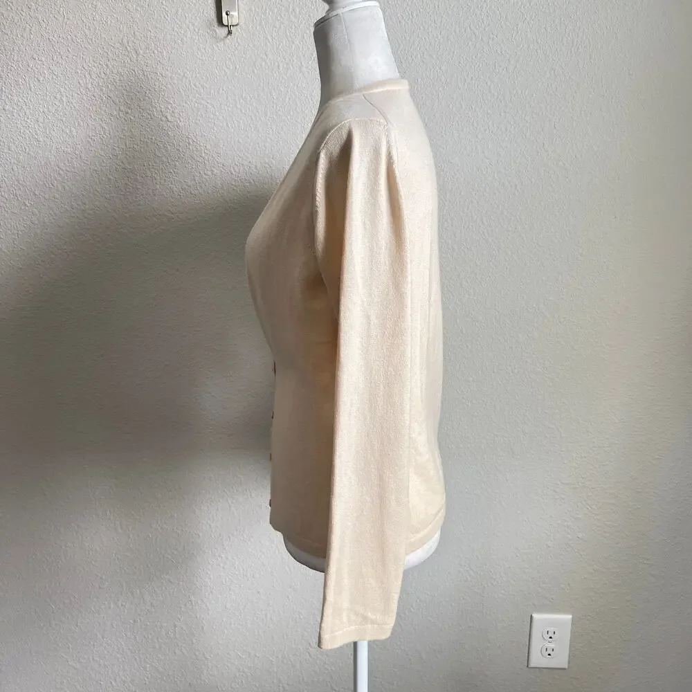Giorgio's of Palm Beach Cashmere Silk Cardigan Women's 44 US M Off White Sweater